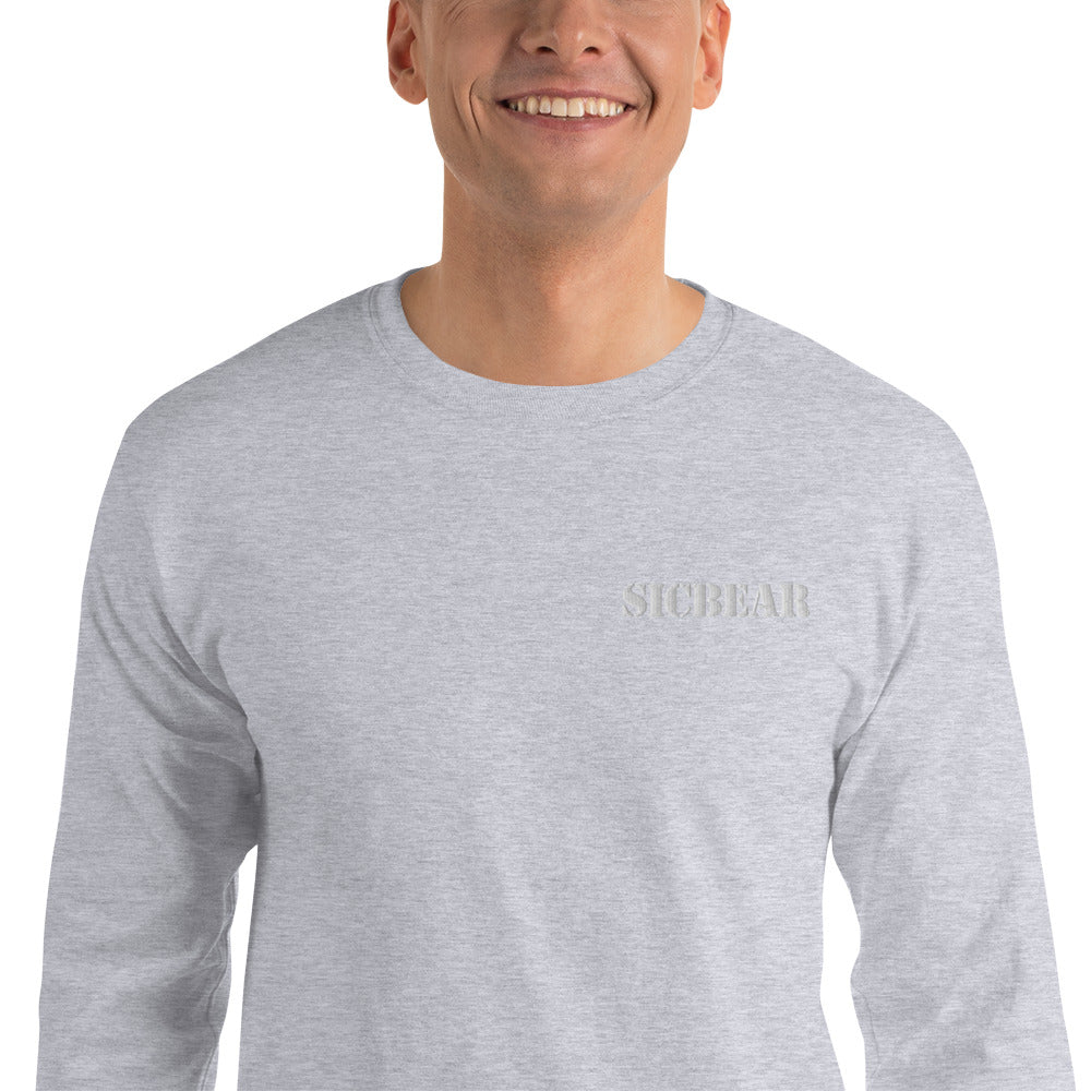 SICBEAR Men’s Long Sleeve Shirt w/ White Logo Front & Back